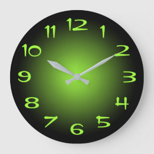 Grande Horloge Ronde Dégradé radial noir et vert citron vert