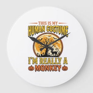 Grande Horloge Ronde Déguisement de singe pour Halloween Design de T-sh
