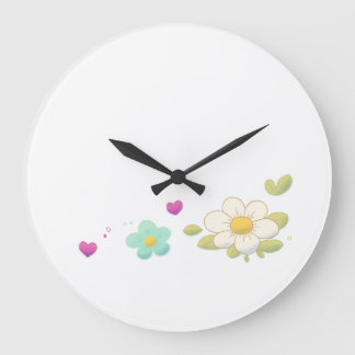 Grande Horloge Ronde Delicate Floral Illustration Wall Clock – Nature
