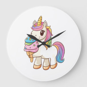Grande Horloge Ronde Délice de licorne de glace (1)