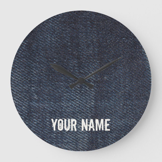 Grande Horloge Ronde Denim fabric texture de jeans (Recto)