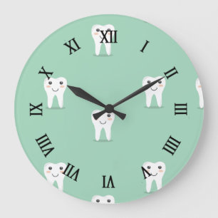 Grande Horloge Ronde Dent heureuse Kawaii
