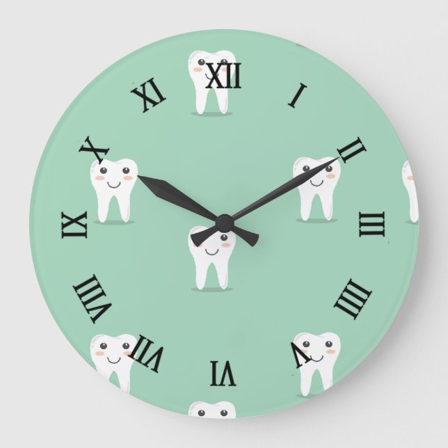 Grande Horloge Ronde Dent heureuse Kawaii (Recto)