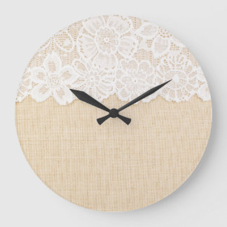Grande Horloge Ronde Dentelle blanche sur la conception du tissu.