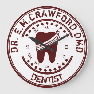 Grande Horloge Ronde Dentist Rubber Stamp With Tooth And Your Name