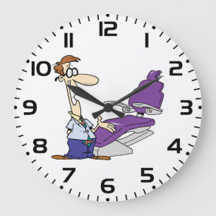Grande Horloge Ronde Dentiste masculin drôle et chaise dentaire violett