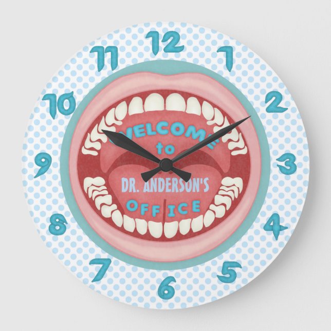 Grande Horloge Ronde Dentiste Office Nouveauté Dents personnalisés Dent (Recto)
