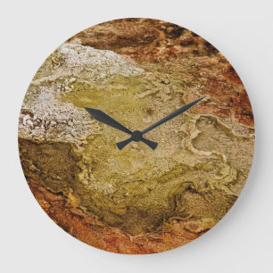 GRANDE HORLOGE RONDE DEPÔTS MINÉRAUX VOLCANIQUES MULTICOLORES