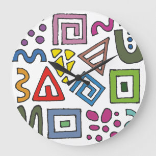 Grande Horloge Ronde Design abstrait motif géométrique moderne