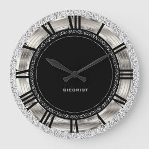 Grande Horloge Ronde Design argenté classique