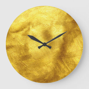 Grande Horloge Ronde Design de Texture Dorée Luxueux