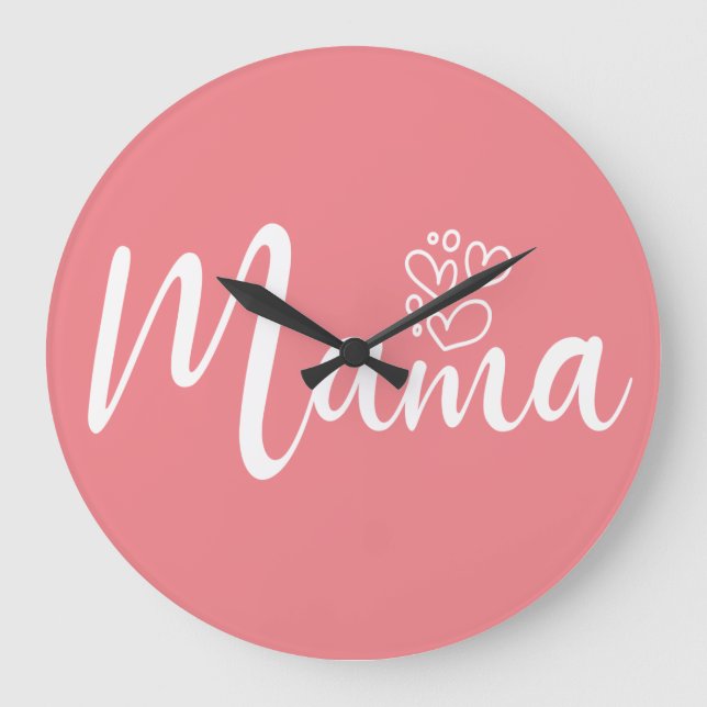 Grande Horloge Ronde Design élégant Texte maman typographie (Recto)