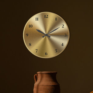Grande Horloge Ronde Design métal or moderne, Design intemporel