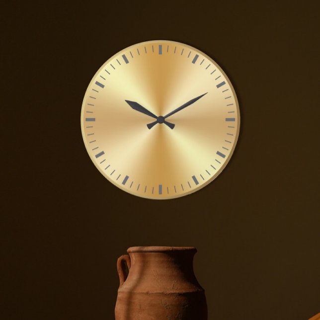 Grande Horloge Ronde Design Métallurgique Or Élégant, Élégant (Créateur téléchargé)