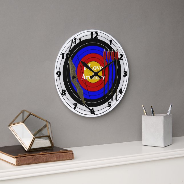 Grande Horloge Ronde Design personnalisé de tir à l'arc (Bureau)