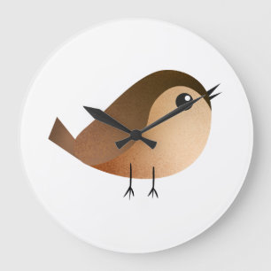 Grande Horloge Ronde Dessin Animé d'Oiseau Moineau