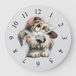Grande Horloge Ronde Dessin de chien original mignon