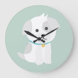 Grande Horloge Ronde Dessin de dessin de chien mignon