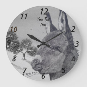 Grande Horloge Ronde dessin de l'âne mignon