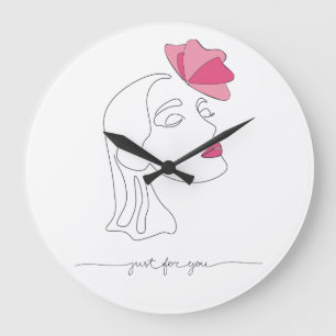 Grande Horloge Ronde Dessin en une seule ligne - Juste pour vous