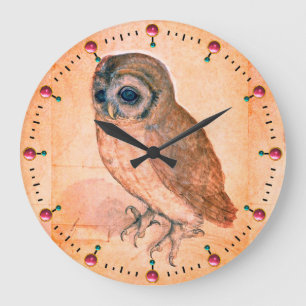 GRANDE HORLOGE RONDE DESSINS D'ANIMAUX DE LA RENAISSANCE / LE HIBOU