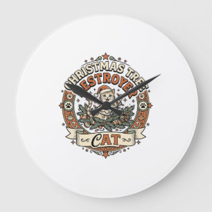 Grande Horloge Ronde Destructeur d'arbre de Noël Chat Destructeur d'arb