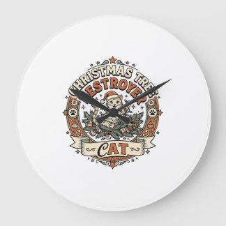 Grande Horloge Ronde Destructeur d'arbre de Noël Chat Destructeur d'arb