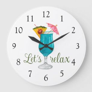 Grande Horloge Ronde Détendez-vous en buvant un verre tropical