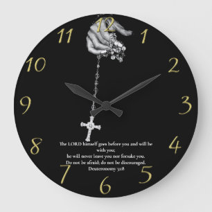 Grande Horloge Ronde Deutéronome 31:8 croix de retenue manuelle