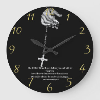 Grande Horloge Ronde Deutéronome 31:8 croix de retenue manuelle