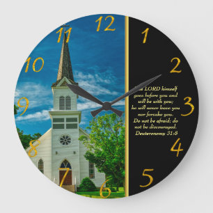 Grande Horloge Ronde Deutéronome 31:8 Église blanche