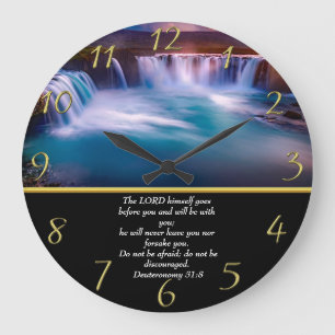 Grande Horloge Ronde Deutéronome 31:8 Foi chrétienne une cascade