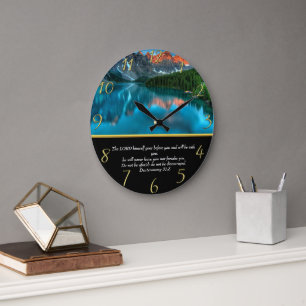 Grande Horloge Ronde Deutéronome 31:8 lac de montagne
