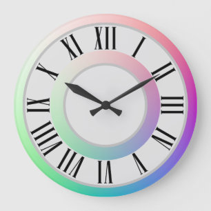 Grande Horloge Ronde Deux élégants Disques Arc-En-Ciel, Marqueurs Numér