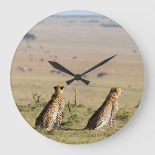 Grande Horloge Ronde Deux guépards à l'oeil