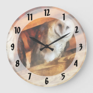 Grande Horloge Ronde Deux hiboux de grange