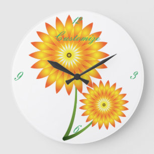Grande Horloge Ronde Deux Plantes de tournesol Thunder_Cove