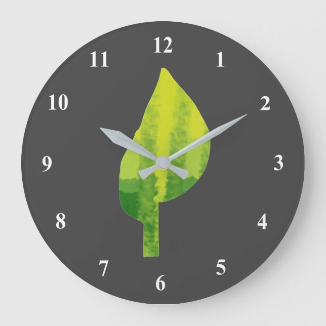 Grande Horloge Ronde Devenez écolo éco-feuille de la nature (Recto)
