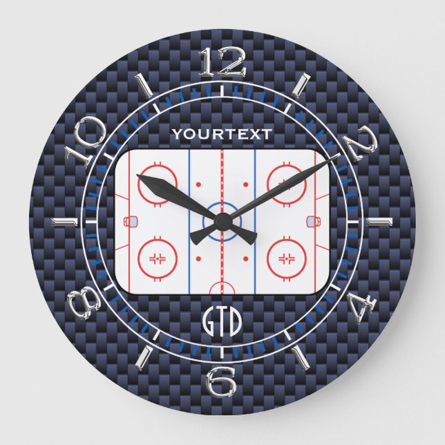 Grande Horloge Ronde Diagramme de la patinoire de hockey personnalisée  (Recto)