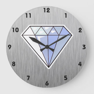 Grande Horloge Ronde Diamant ; Métal-regard balayé