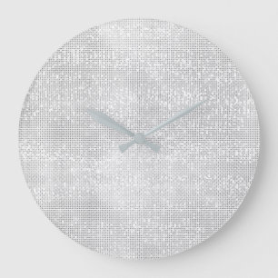 Grande Horloge Ronde Diamant métallique argenté de paillette de blanc