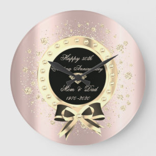 Grande Horloge Ronde Diamants Arc Confettis Rose Gold Anniversaire