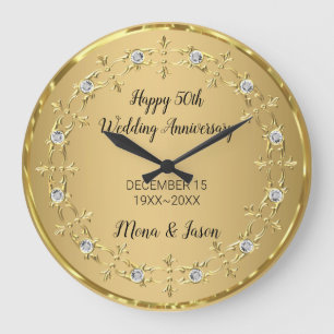 Grande Horloge Ronde Diamants avec ornement doré