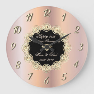 Grande Horloge Ronde Diamants Chic Rose Gold 50e Anniversaire de Mariag