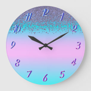 Grande Horloge Ronde Diamants Confettis Tendances Ombré Holographique