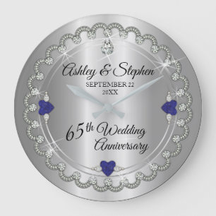 Grande Horloge Ronde Diamants d'épinette bleue 65e anniversaire de Mari