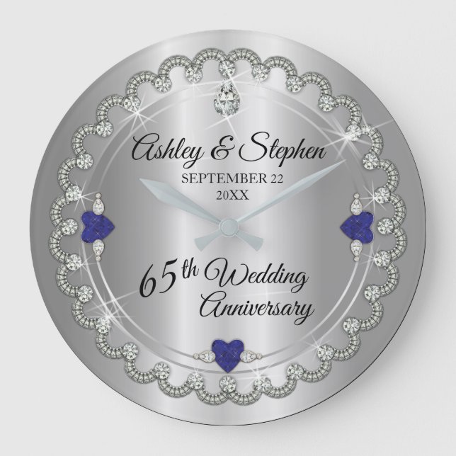 Grande Horloge Ronde Diamants d'épinette bleue 65e anniversaire de Mari (Recto)