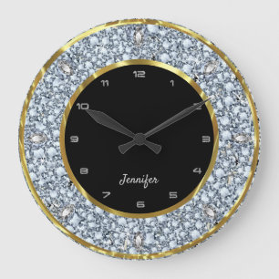 Grande Horloge Ronde Diamants étincelants