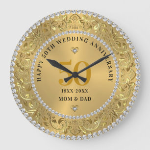 Grande Horloge Ronde Diamants  Or 50e anniversaire de mariage