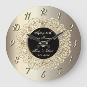 Grande Horloge Ronde Diamants Tourbillons Champagne 50e Anniversaire de